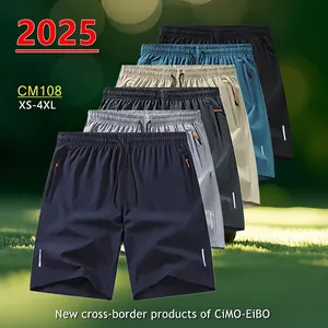 Pantaloncini sportivi da uomo in seta ghiaccio con strisce riflettenti e tasche