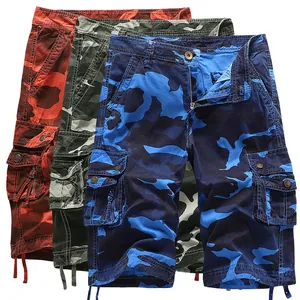 Men's Casual Camo Cargo Shorts Loose Fit Cotton Multi-Pocket Five-Point Summer Outdoor Work Shorts