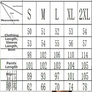 Size guide for women's autumn winter knit loungewear set with top and pants measurements