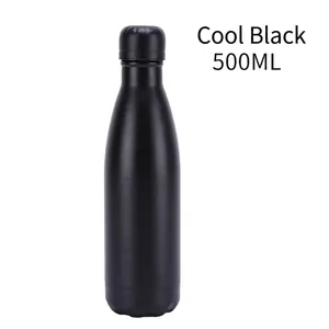 Double-wall insulated 500ml stainless steel water bottle in matte cool black finish