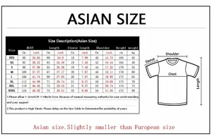 Detailed Asian size chart for sugar skull Mexican T-shirt with CM and Inch measurements