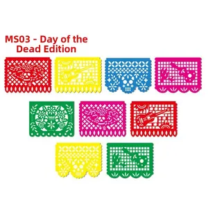 Banderines mexicanos de Papel Picado para decoración de fiesta del Día de Muertos