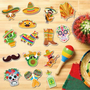 Variété d'autocollants magnétiques colorés sur le thème de la Fiesta mexicaine pour frigo