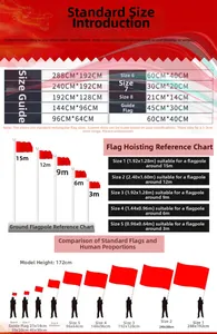 Reference chart showing various sizes of Mexican Independence Day decorative banners