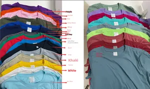 Detailed color chart showing multiple cotton T-shirt options in various shades