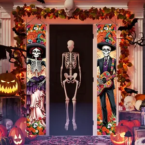 Bannière de Porche Mexicaine Jour Des Morts Dia De Los Muertos Bannière Extérieur Intérieur Polyester Crâne Décoration Fête