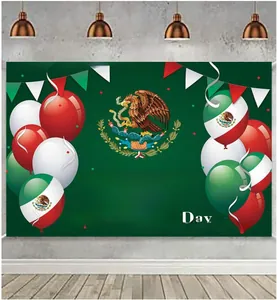 Detail van de Mexico Independence Day achtergrond met feestelijke ballonnen en vlaggen