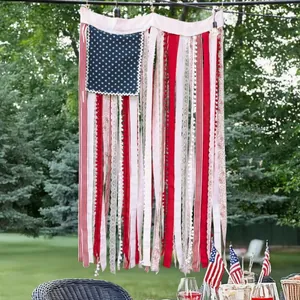 USA Independence Day stars and stripes fabric strip banner for outdoor decoration