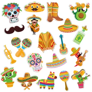 Lot de stickers magnétiques colorés sur le thème du Jour des Morts mexicain pour déco