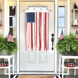 Patriotic USA flag ribbon banner hanging for Independence Day home porch decoration
