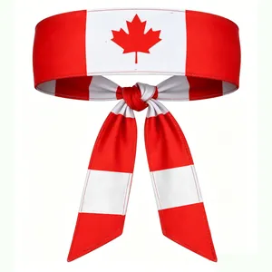 Classic Canada flag elastic headband with red maple leaf for sports and national day events
