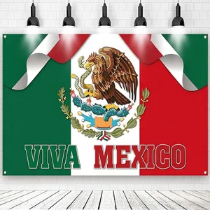 Lebendiges Banner zum mexikanischen Unabhängigkeitstag mit Viva Mexico Schriftzug