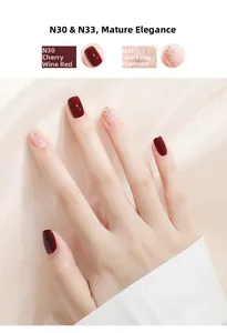 Detail of N30 Cherry Wine Red and N33 Sparkling Diamond water-based nail polish
