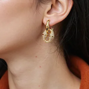 Stainless Steel Zircon Jewelry Necklace Bracelet Earrings Geometric Gold Plated Luxury Fashion Accessory For Women