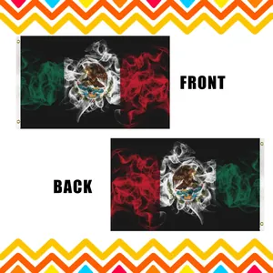 Mexikanische Unabhängigkeitstag-Flagge 90x150cm mit Rauch-Design, Vorder- und Rückseite