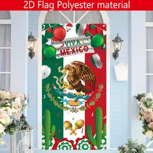 Bannière de porte pour l'indépendance du Mexique en polyester avec motif aigle Viva Mexico