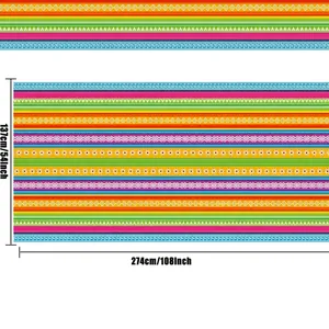 Mexican fiesta themed disposable waterproof PE tablecloth measuring 54 by 108 inches