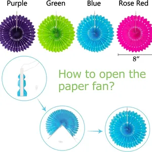 8-inch colorful paper fan set for Mexican fiesta party decoration steps