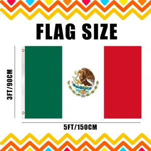 Guide de dimensions détaillé pour le drapeau décoratif du Mexique 3x5ft