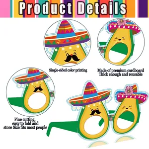 Detailed view of Mexican Fiesta avocado party glasses made of premium cardboard