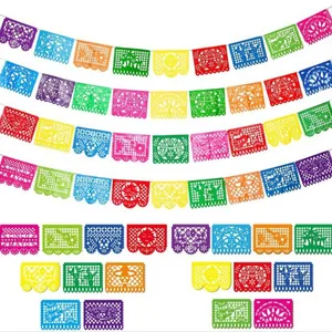 Mexikanisches Papel Picado Banner Cinco De Mayo Tag Der Toten Party Deko Kunststoff Hohl Hängende Flaggen Mehrfarbige Mexikanische Festival Deko