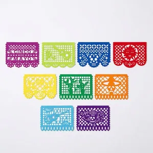 Bunte mexikanische Papel Picado Banner für Cinco de Mayo Party Dekoration 9 Stk
