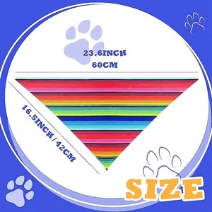 Detailed size specifications for Mexican striped triangular pet bandana, 23.6x16.5 inch.