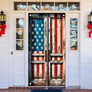 Macro view of rustic American flag door cover for Independence Day decoration
