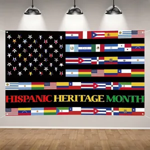 Detailansicht der Hispanic Heritage Month Kulisse mit Nationalflaggenmuster.