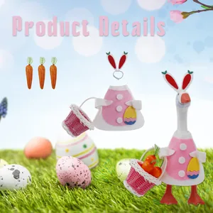 Set of pink Easter bunny costumes and accessories for a 7-inch goose garden figurine