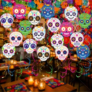 Sugar skull spiral hanging swirl decorations for Day of the Dead Mexican party decor