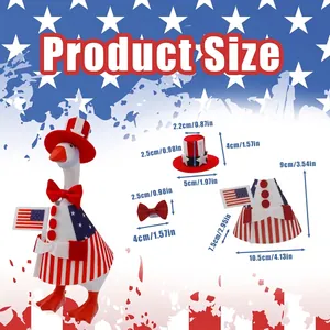 Detailed size measurements for Independence Day themed goose outfit set and accessories