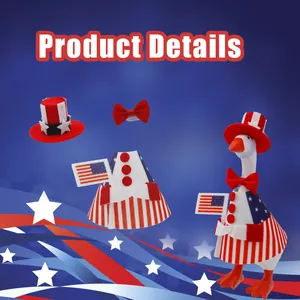 Detailed view of the 7-inch goose Independence Day outfit with top hat and bow tie