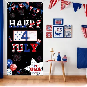 July 4th Independence Day door banner decoration displayed in a cozy home setting.