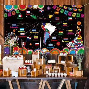 Hispanic Heritage Month achtergrond met Latijns-Amerikaanse kaart en vlaggen decor