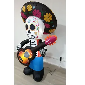 Aufblasbares Skelett zum Tag der Toten mit Gitarre für die Halloween Partydekoration