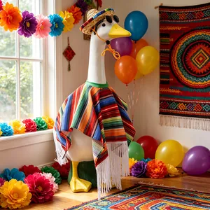 23 inch goose outfit with colorful Mexican poncho and sombrero for holiday decoration