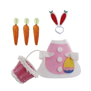 Easter rabbit style goose costume set featuring pink dress, basket, and decorative carrots