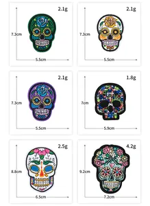 Detailed size and weight specs for Day of the Dead sugar skull embroidery patches