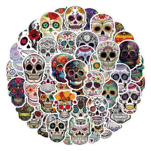 Assorted 60pcs Day of the Dead sugar skull waterproof stickers for journals and laptops