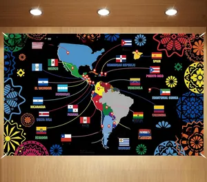 Kleurrijke wereldkaart achtergrond voor Hispanic Heritage Month feestdecoratie