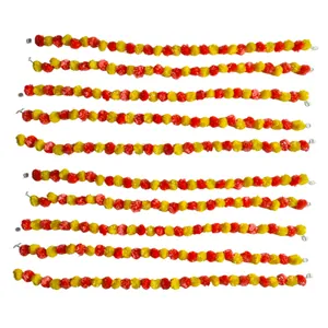 Set of 10 yellow and orange artificial marigold garlands for festive wedding decor