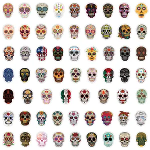 60 colorful Day of the Dead sugar skull waterproof stickers for laptop and water bottle