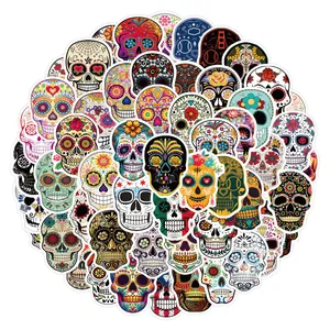 60pcs waterproof Day of the Dead sugar skull stickers for laptops and water bottles decoration