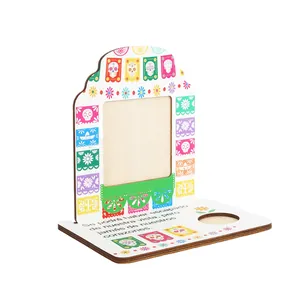Mexican Day of the Dead wooden photo frame for Dia de los Muertos altar decoration