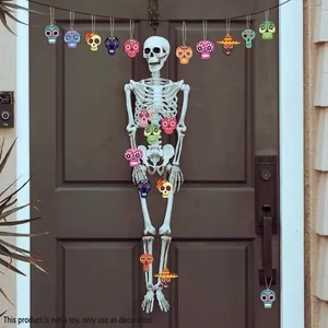 Pendenti a teschio in legno stile messicano per decorazione porta Halloween