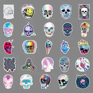 Sortierte holografische Totenkopf-Graffiti-Aufkleber für DIY-Skateboard und Laptop