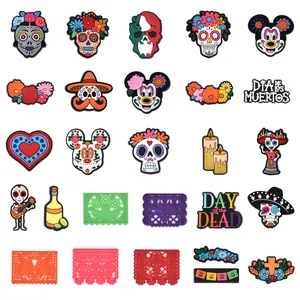 Mexican Day of the Dead PVC charms collection with sugar skulls, flowers and Mickey icons