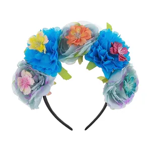 Kleurrijke kunstbloem hoofdband voor Halloween feest en cosplay kostuum decoratie.