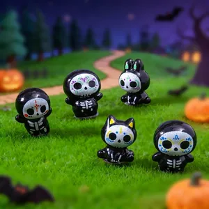 5pcs Day of the Dead miniature skeleton figurines for DIY micro landscape decor